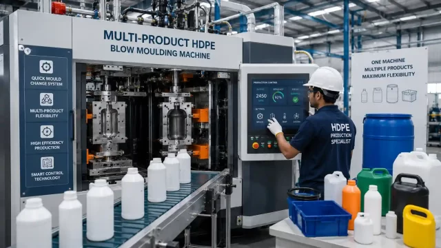 HDPE blow moulding machine manufacturers in India improving flexible multi-product plastic production