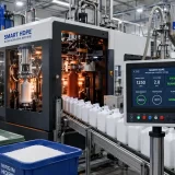 Advanced HDPE blow moulding machine manufacturers operating automated plastic container production line in India