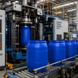 200 Litre Blow Moulding Machines Manufacturers in India operating advanced extrusion blow moulding machinery to produce HDPE industrial drums with automated quality control systems